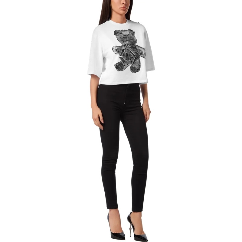 Philipp Plein T-Shirt T-Shirt Rundhalsausschnitt Teddy weiss(Image 4)