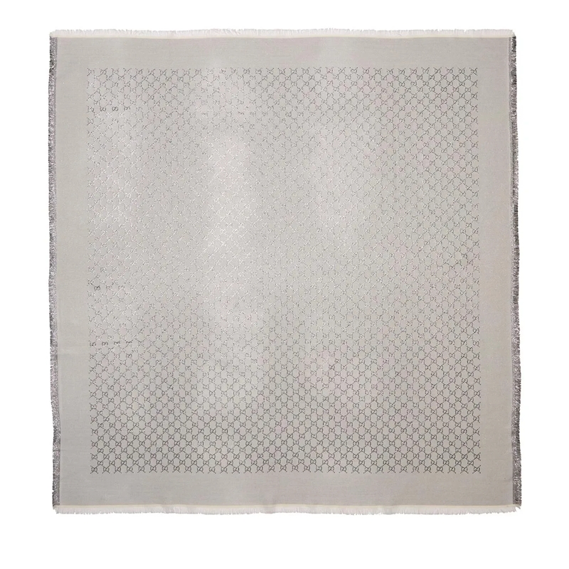Gucci Leichter Schal Jacquard Silk Schal Light Grey