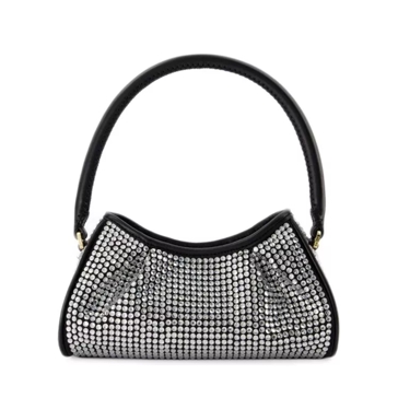 Small Dimple Handbag - Silver/Black - Strass Black