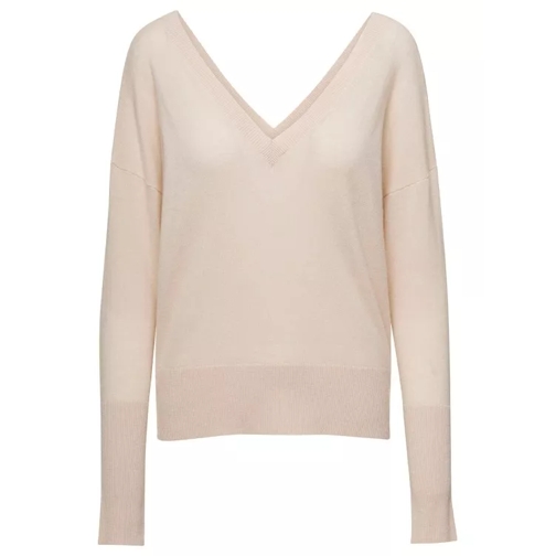Federica Tosi White V Neck Sweater In Wool And Cashmere White 