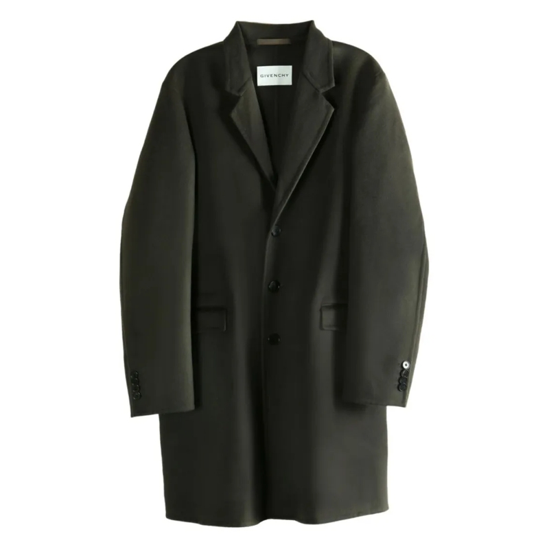 Givenchy Bontjassen Button-Fastening Green Coat With Flap Pockets Black