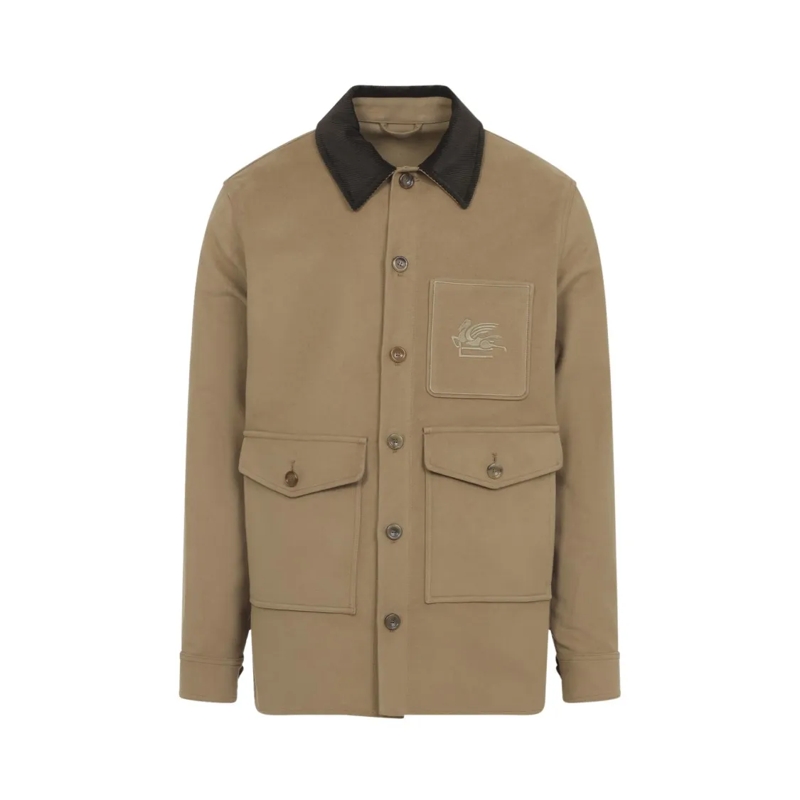 Etro Daunenjacke Brown Lightweight Cotton Utility Jacket Neutrals