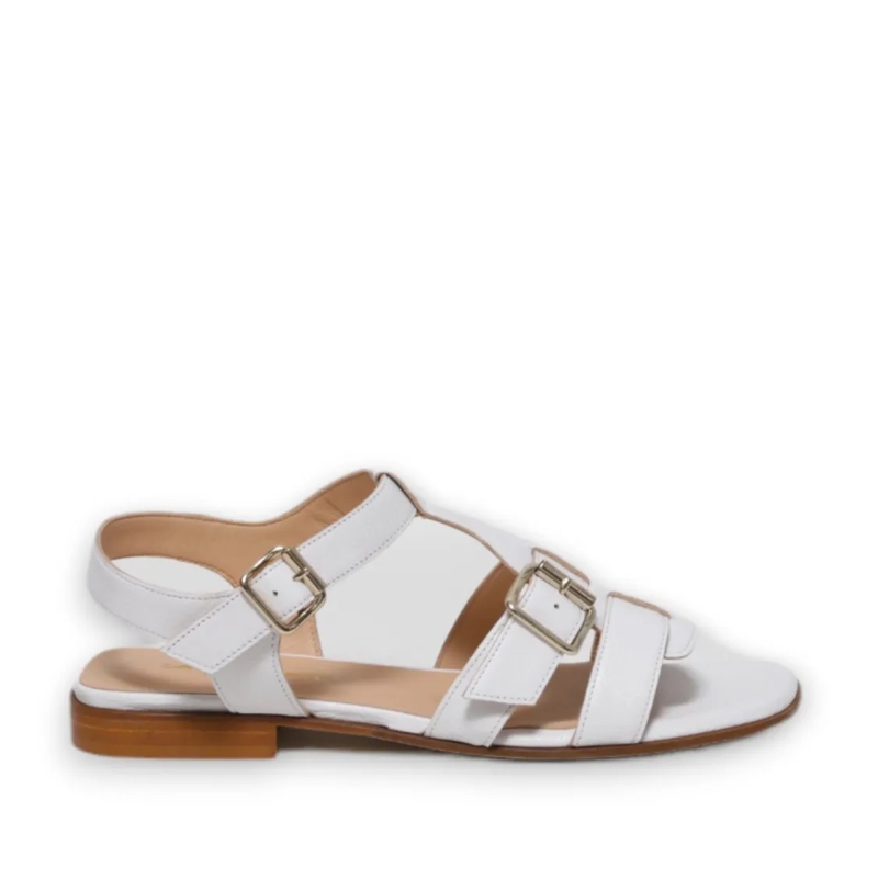 La Sellerie Sandales Three-Band Sandal With White Buffalo Buckles White