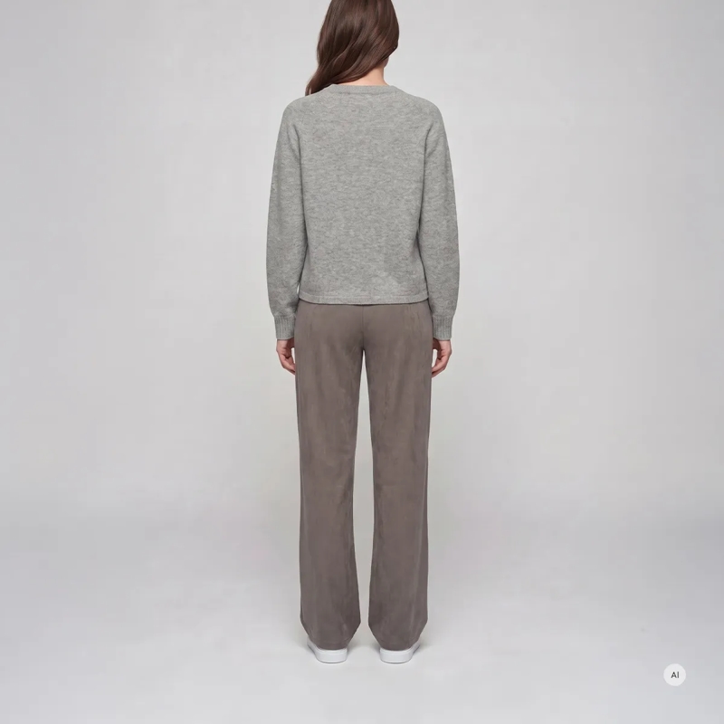 Marc Aurel  Pullover- aus Faux Leather- Rippenabschlüsse-  grau(Image 4)