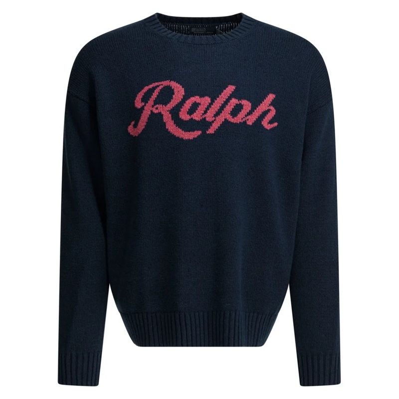 Polo Ralph Lauren Pullover Relaxed Fit Knitwear With Bold Script Text Black