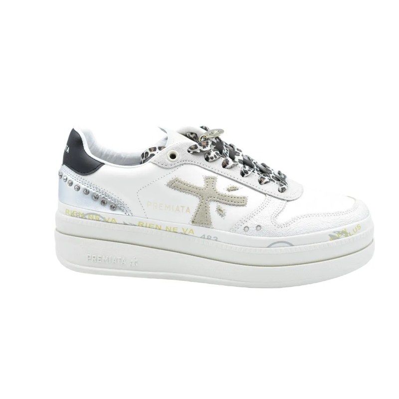 Premiata Lage-top sneaker Platform Sneakers With Textured Finish White