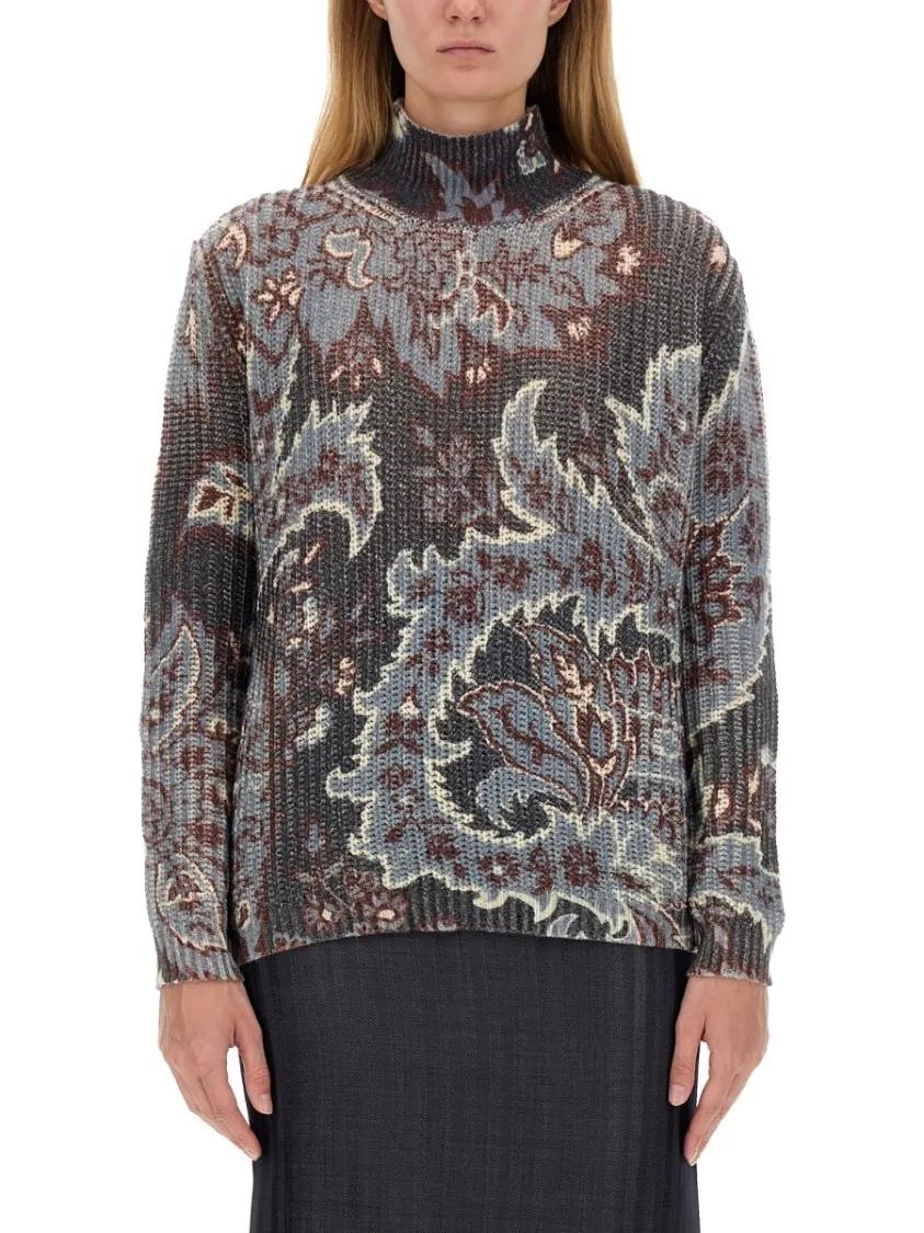 Thumbnail - Etro - Oversized Floral Pattern Wool Sweater - Größe 40 - multi