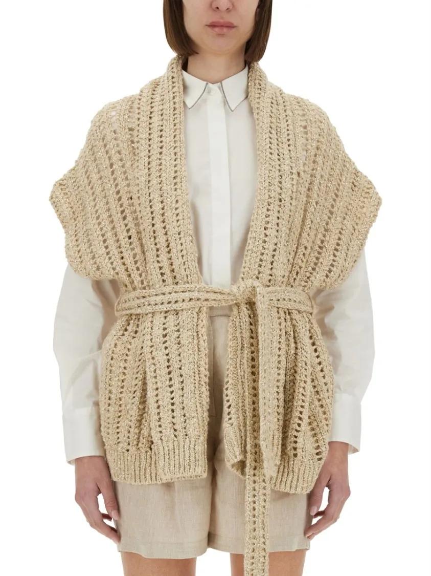 Thumbnail - Brunello Cucinelli - Dazzling Cardigan - Größe S - beige