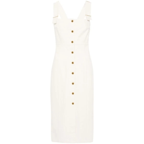 Patou Midi Jurken Light Beige Cotton Denim Dress White