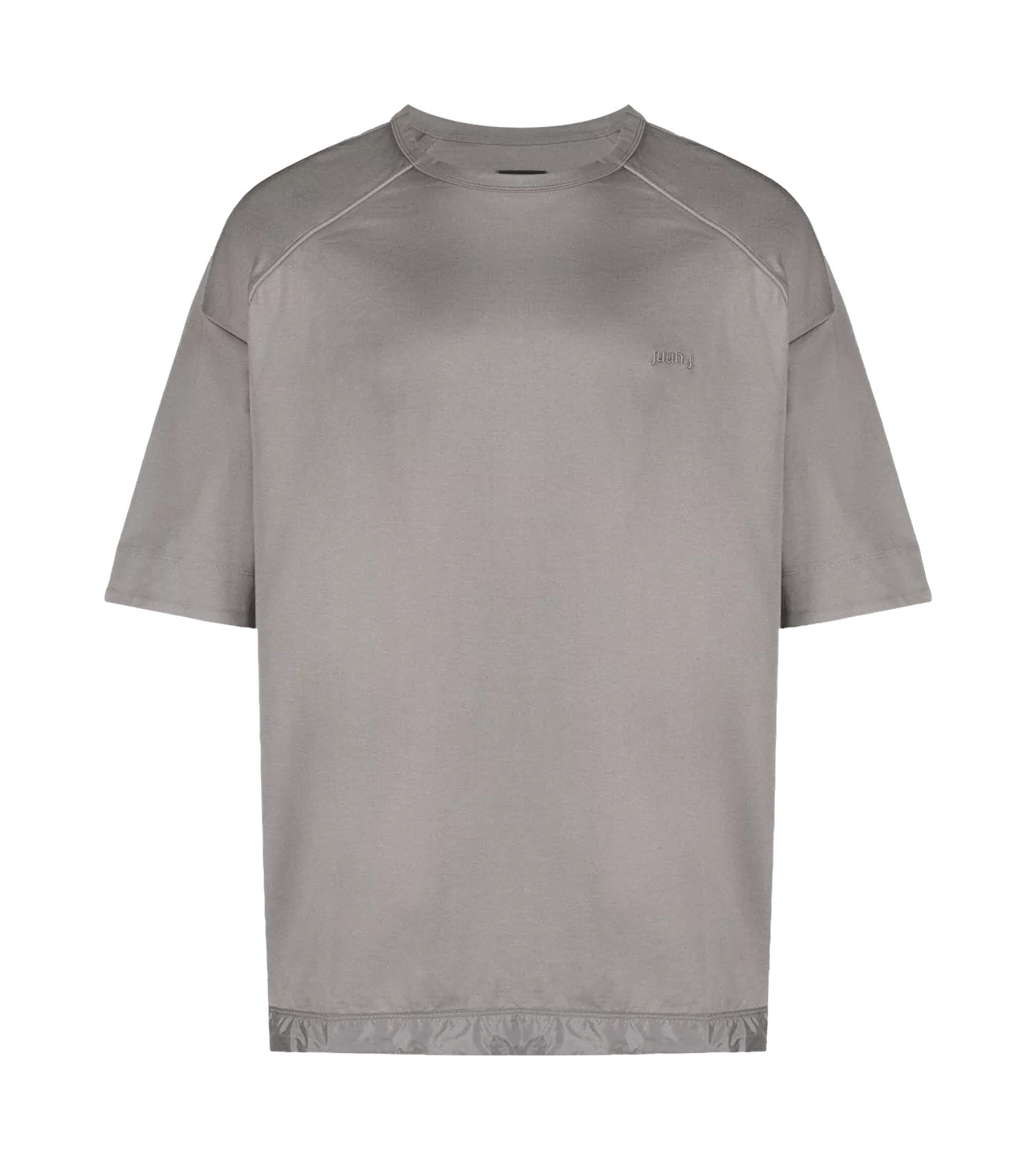 Juun.J - T-Shirt mit Stoffdetails und Logo - Größe M - gray