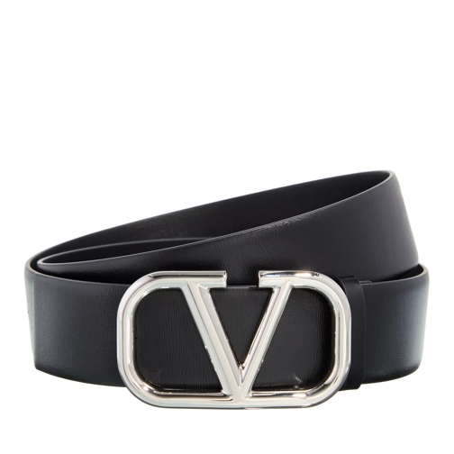 Valentino Garavani V Logo Belt Black Leren Riem