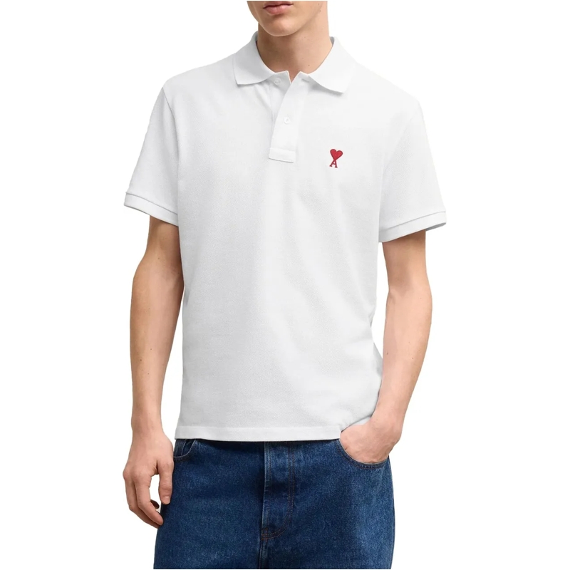 AMI Paris Poloshirt T Shirts & Polo's BFUPL001 760 Weiß(Image 4)