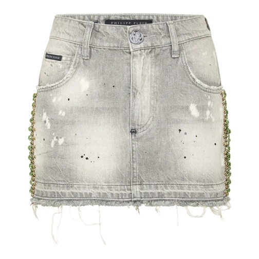 Philipp Plein JeanS-Röcke Minirock Mit Schmucksteinen grau