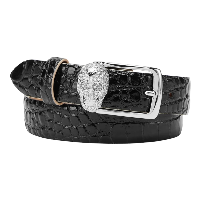Philipp Plein Gürtel Gürtel Skull Crocco Print schwarz