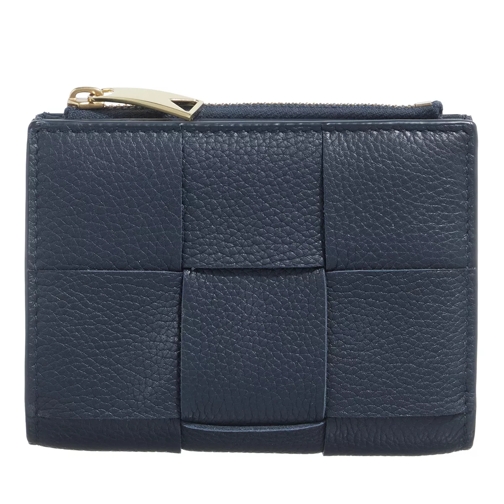 Bottega Veneta Small Bi-Fold Zip Wallet Deep Blue/Gold Bi-Fold Portemonnaie