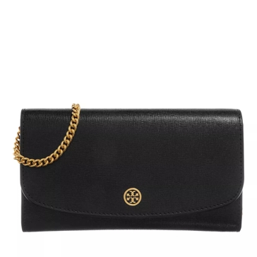 Tory Burch Robinson Chain Wallet Black Flap Wallet