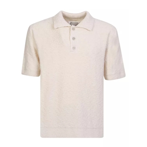 Maison Margiela Short-Sleeved Bouclè Knit Polo Shirt Neutrals Hemden