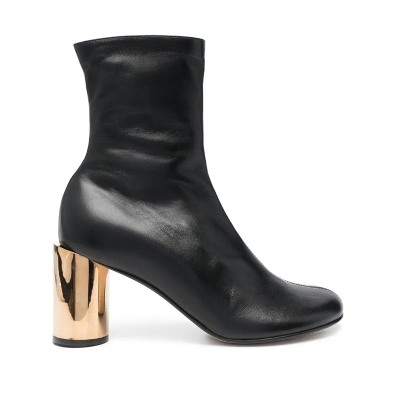 Lanvin Stiefel 75Mm Black Calf Leather Ankle Boots Black