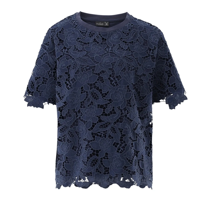 VAN LAACK Bluse Bluse Modern Fit Uni dunkel-blau