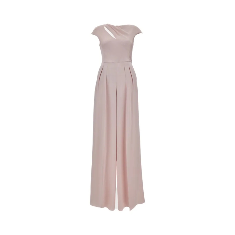 Max Mara Combinaison Washed Envers Satin Jumpsuit With Draped Bodice Pink