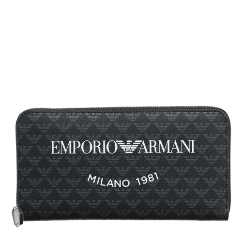 Emporio Armani Portemonnaie mit Zip-Around-Reißverschluss Wallet Zip Aroun Nero/Nero/Bianco