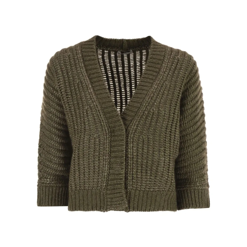 Peserico Vest Wool And Alpaca Mesh Cardigan Green