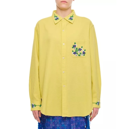 Bode New York Beaded Chicory Ls Cotton Shirt Yellow 