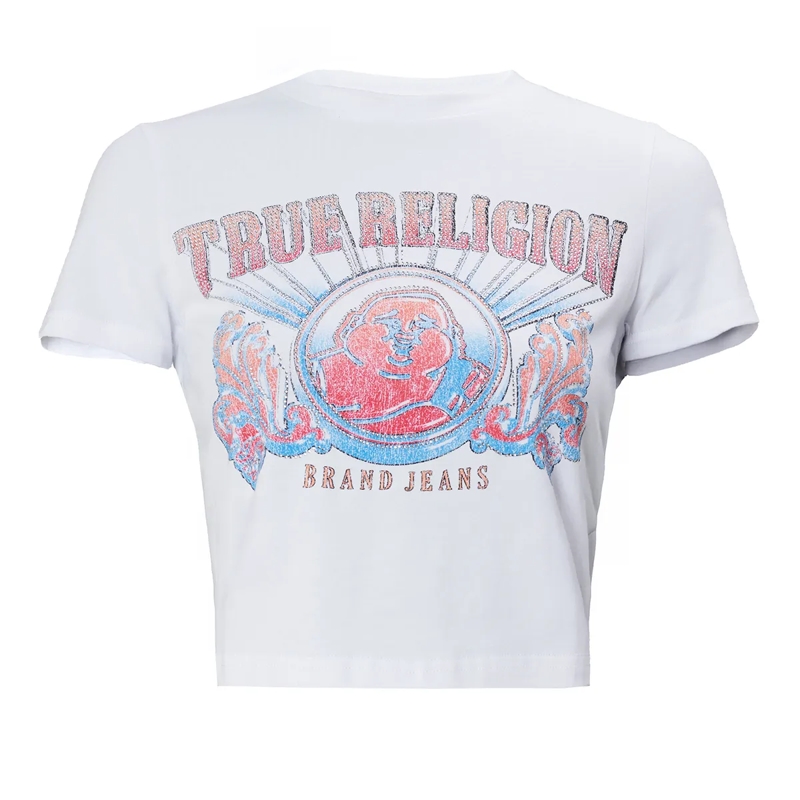 True Religion T-Shirt - Shirt- Figurbetonte Silhouette- Verkürzte Form weiss