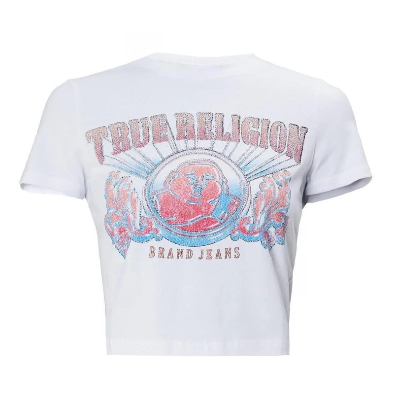 True Religion T-Shirt - Shirt- Figurbetonte Silhouette- Verkürzte Form weiss