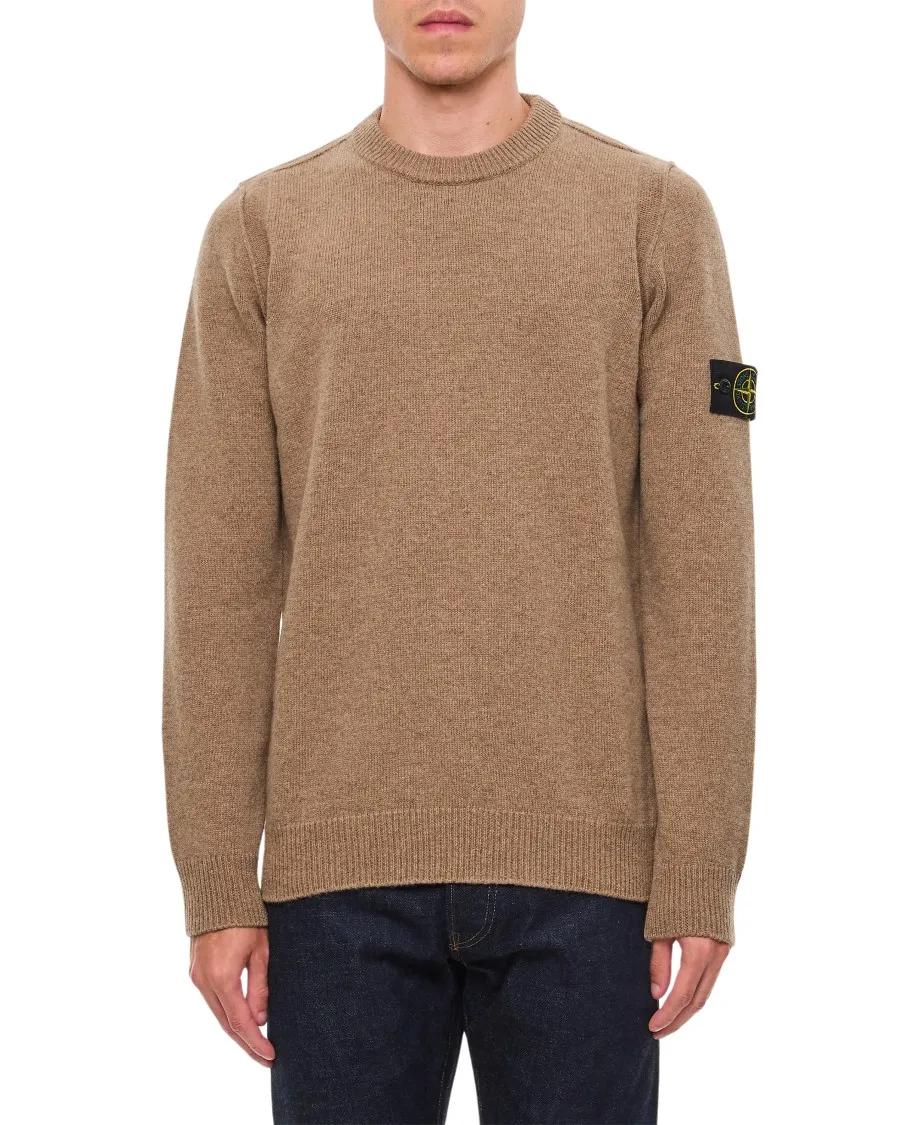 Stone Island - Lambswool Sweater - Größe L - braun