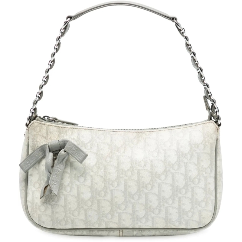 Christian Dior Schultertasche Oblique Coated Canvas Romantique Shoulder Bag weiß