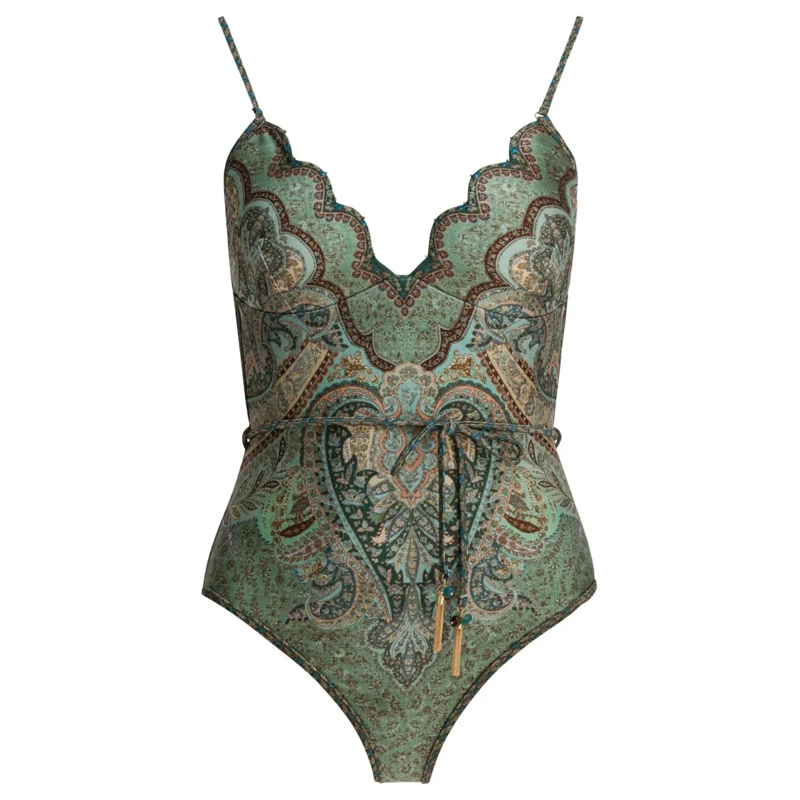 Zimmermann  "Wanderlust Scallop" Swimsuit Green
