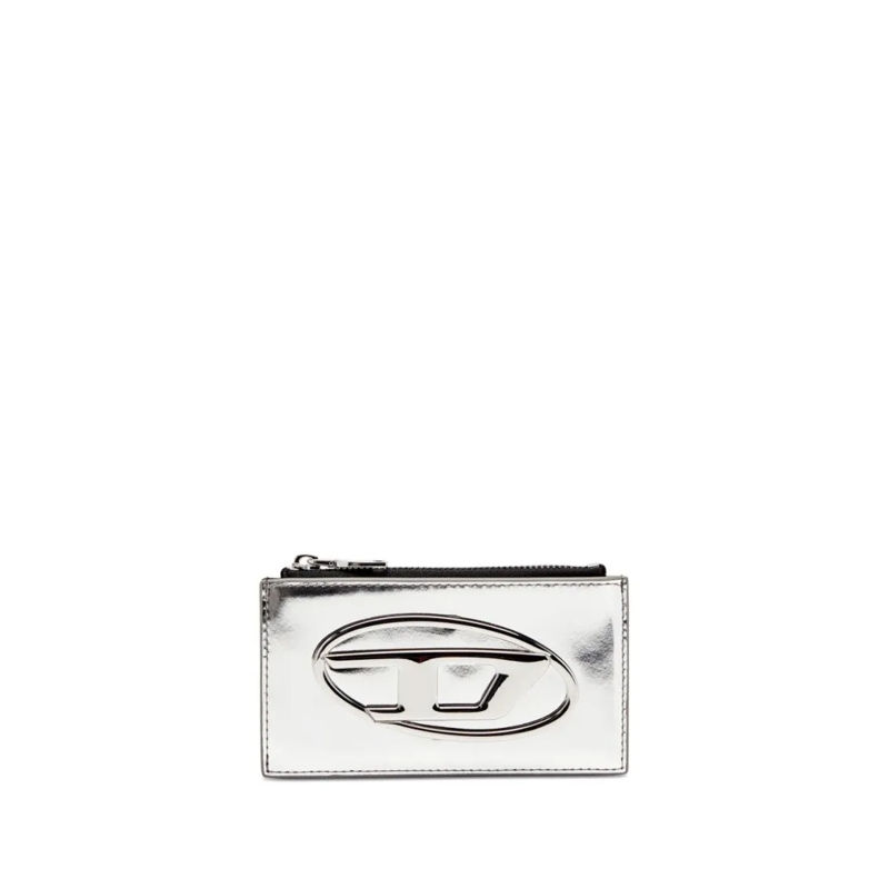 Diesel Geldbörse Shiny Metallic Zip Wallet With Prominent Logo Metallic