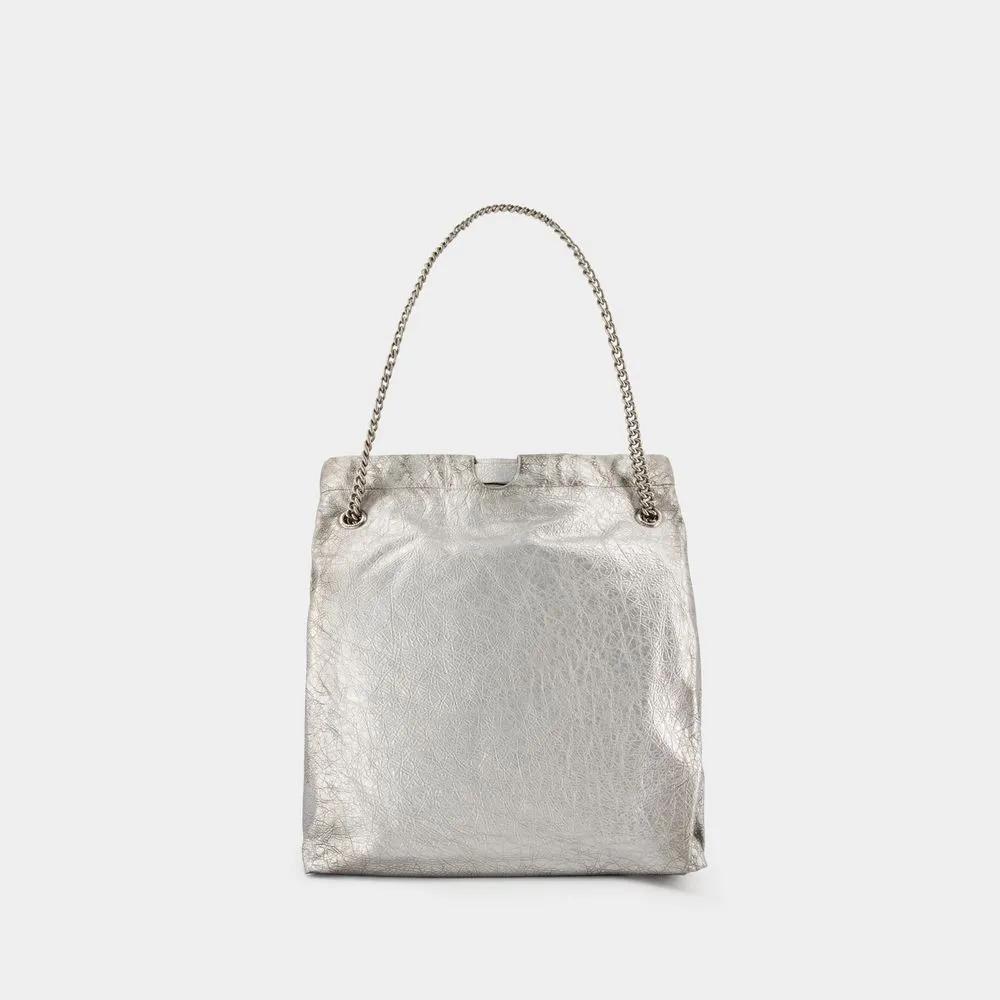 Balenciaga Hobo bags Crush Tote M Shoulder Bag Leather Silver in zilver