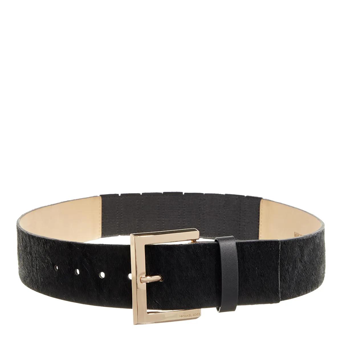 55Mm Haircalf Belt W Stretch Back Black Waist Belt