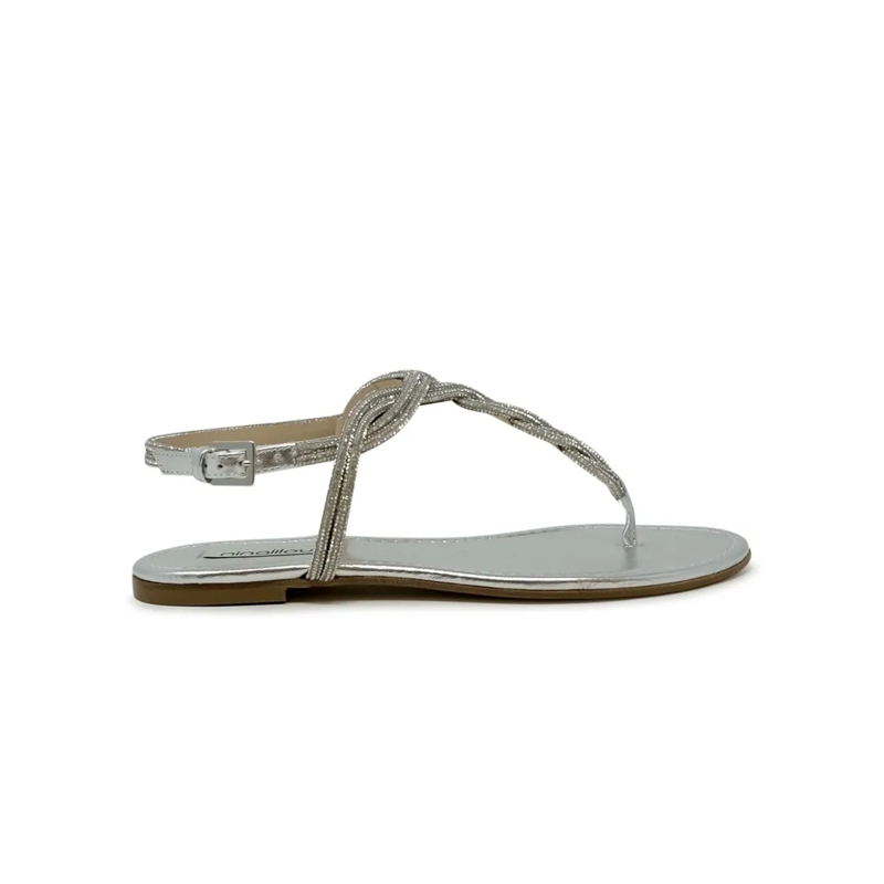 Ninalilou Sandalen 351172Fr/2 Silver Nappa Flat Sandal Grey