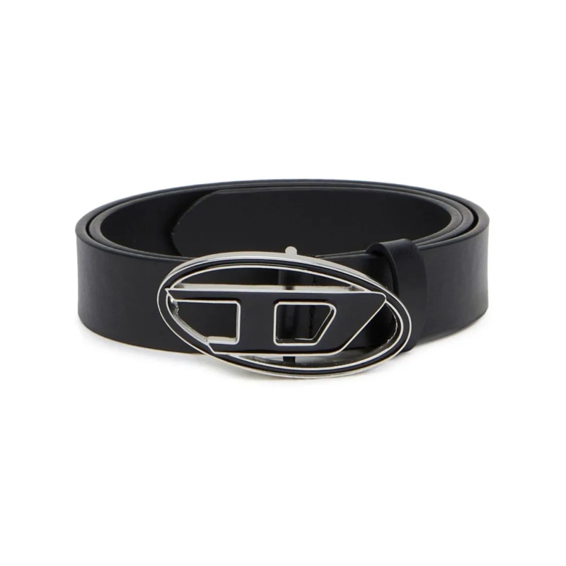 Diesel Gürtel Black Belt With Oval Buckle Black