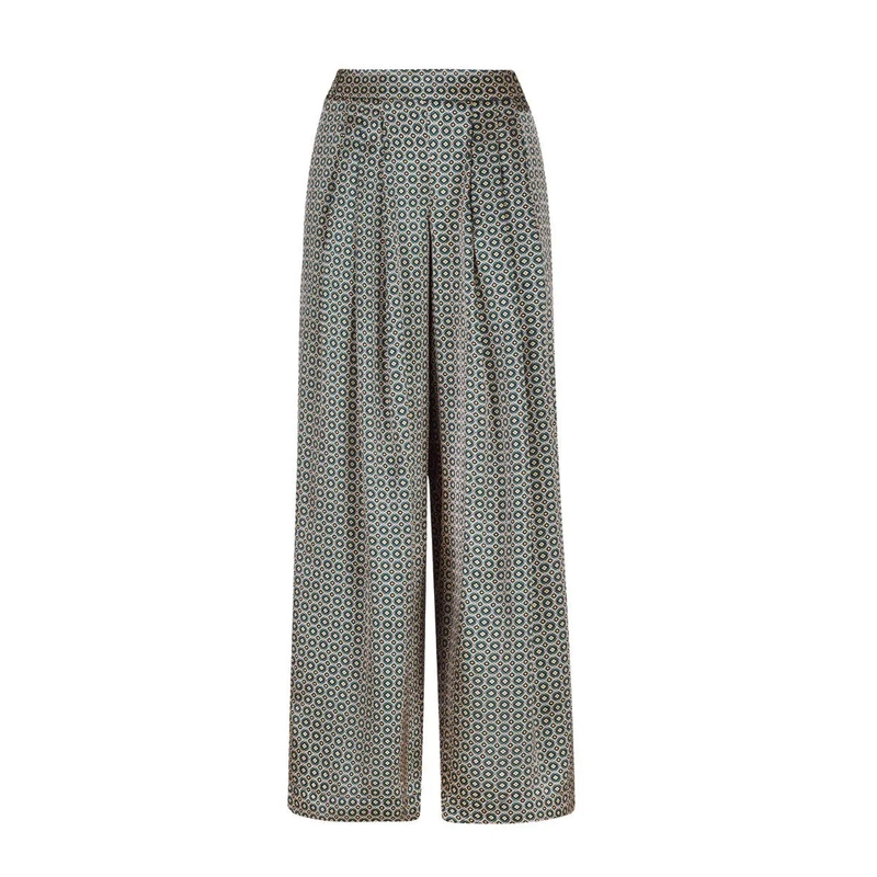 Helene Galwas Stoffhose Weite Seidenhose KIMBERLY- Hose aus Leinen-Seide dunkel-grün