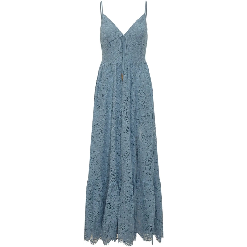 MICHAEL Michael Kors Maxikleid Abito Maxi in Pizzo con Scollo a V blau