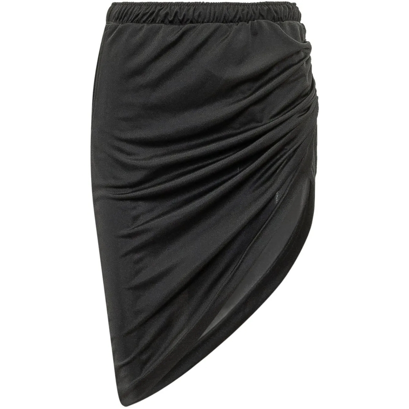 Courrèges Minirock Gonna Drappeggiata con Vita Elasticizzata schwarz