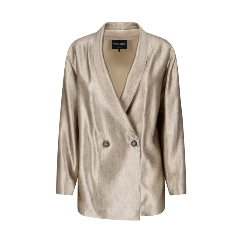 Giorgio Armani Blazer Double-Breasted Silk Blazer – Gold Gold