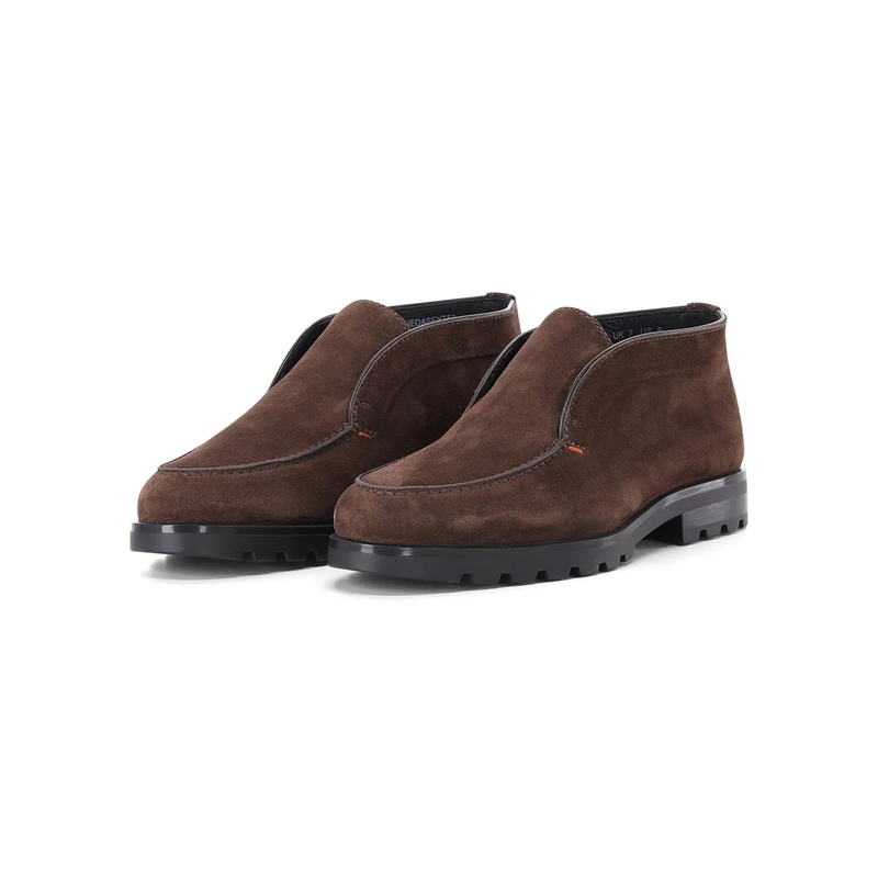 Santoni Stiefeletten Boots aus Veloursleder braun