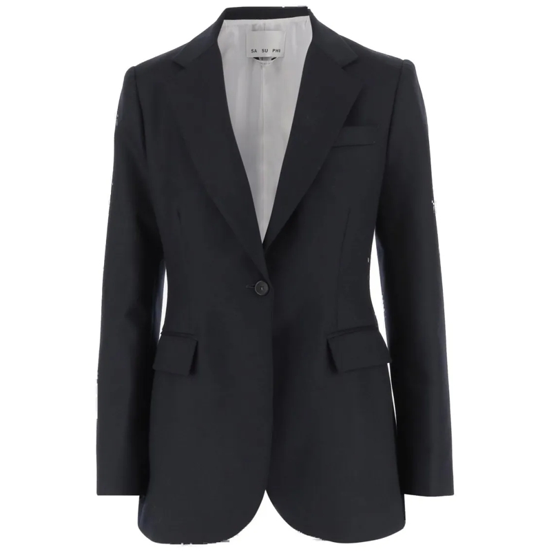 Sa Su Phi Blazer Navy Tailored Wool Jacket Blue
