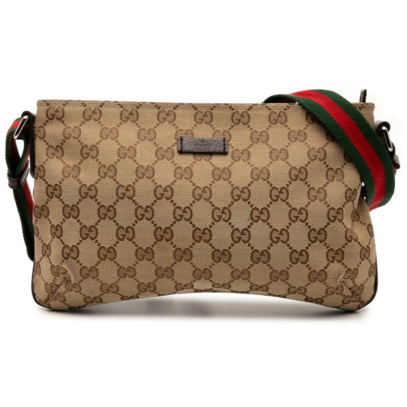 Gucci Schultertasche GG Canvas Web Crossbody braun