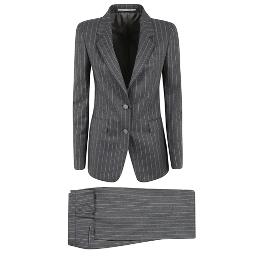 Tagliatore Anzugkombinationen Dark Grey Pinstripe Blazer With Tapered Trousers Grey