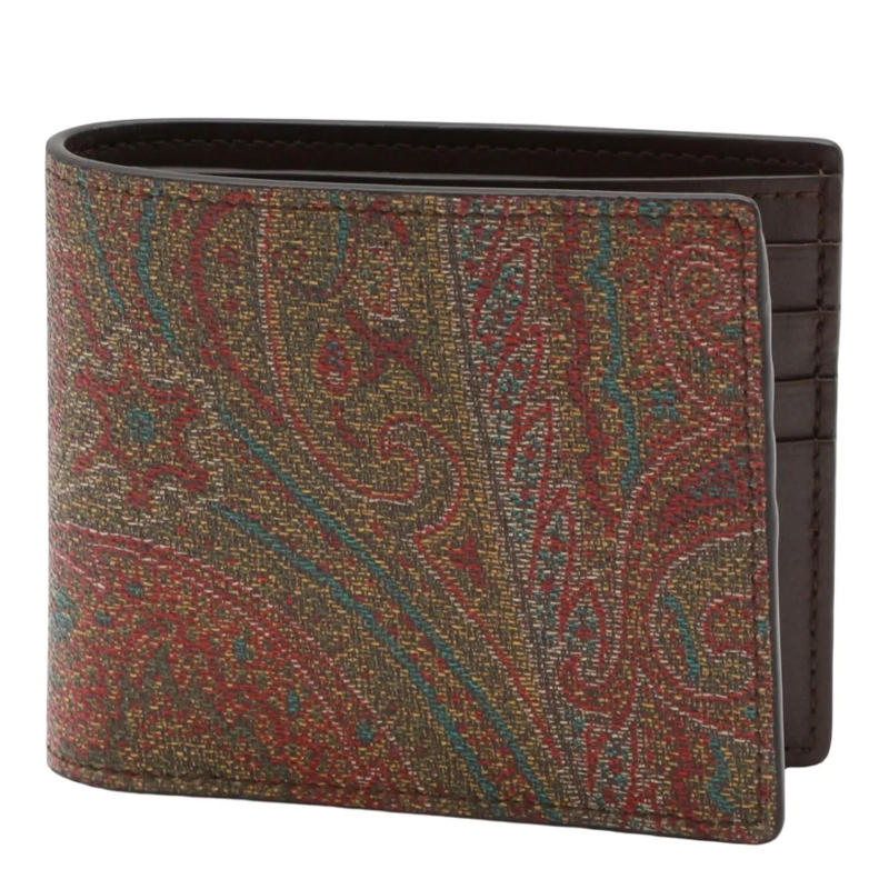 Etro Portemonnee Paisley Pattern Bifold Wallet Brown