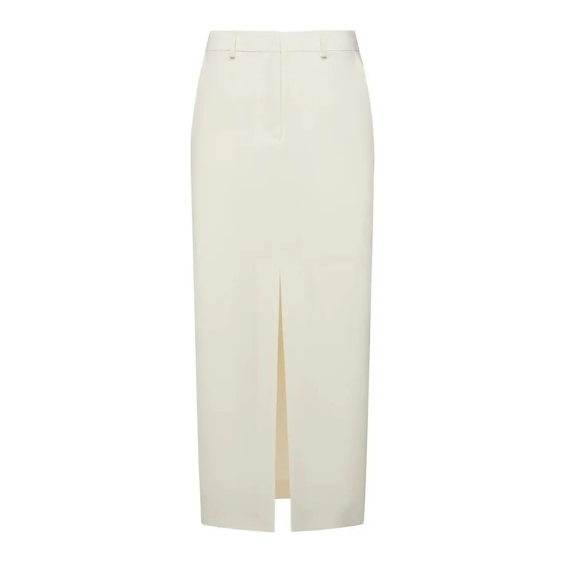 Simona Corsellini Midirok Midi Skirt With Front Slit White