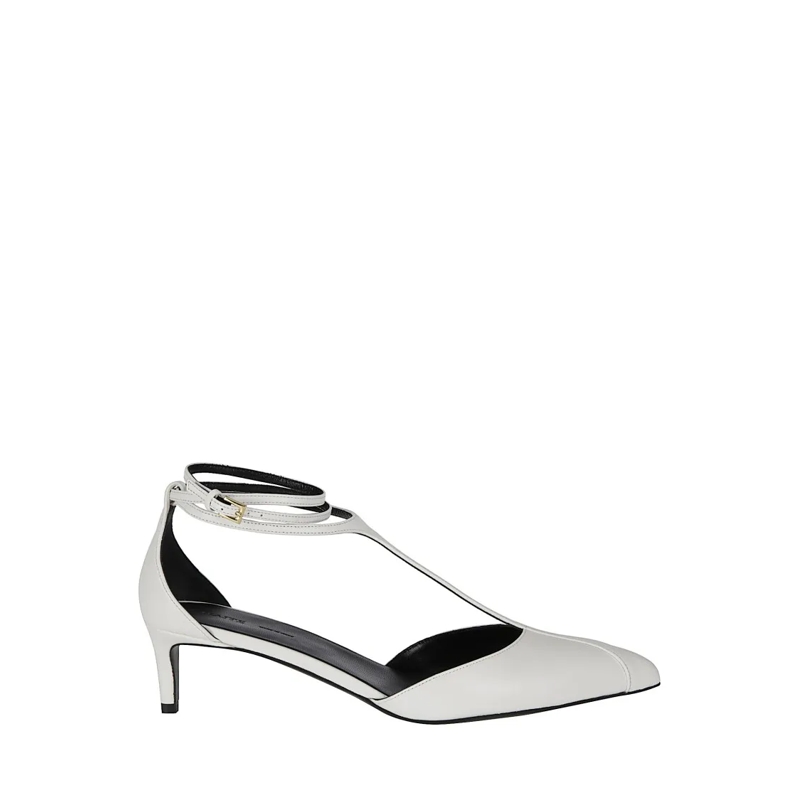 Khaite Pumps White Leather Low Heel Sandal White