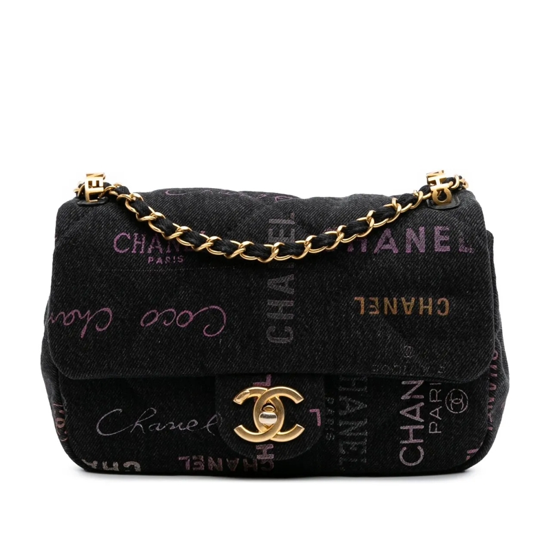 Chanel Sac à bandoulière Mini Rectangular Quilted Denim Mood Flap grau