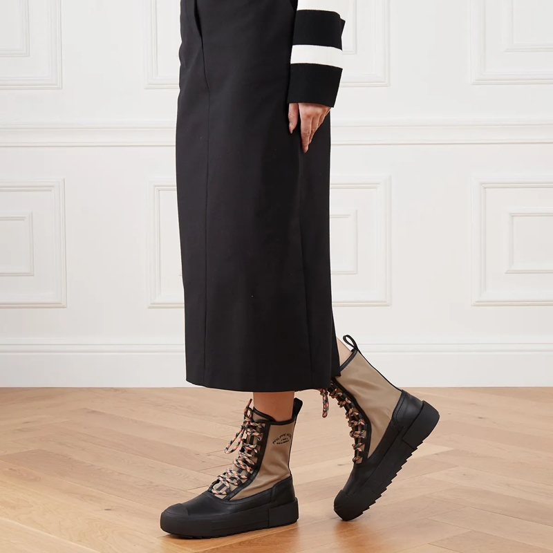 Philippe Model Stiefel Paris Haute High Woman Textile Fur_Boue Noir(Image 2)